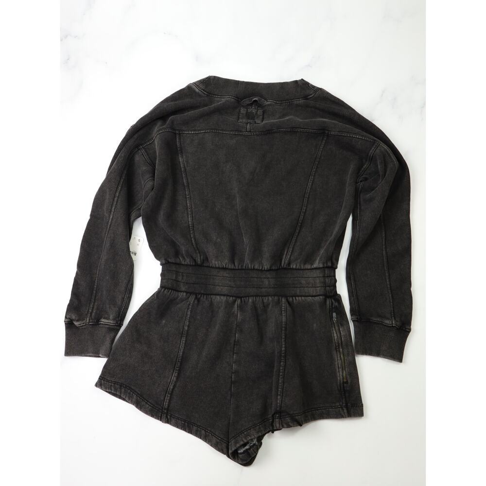 Free People Movement Intercept V-Neck Romper NWT Washed Black Sz M Athleisure - Picture 9 of 16
